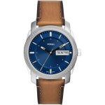 Bracelet cuir / tissu homme - fossil - montre fossil machine cuir marron cadran bleu - couleur de la ...