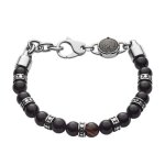Bracelet - diesel - acier noir - perle dagate noire - homme - adulte