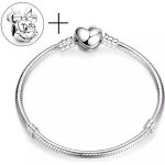 Bracelet - enfant - serpentine - 16 cm - fermoir - coeur - minnie - argent fin rhodi
