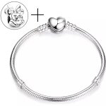 Bracelet - enfant - serpentine - 17 cm - fermoir - coeur - minnie - argent fin - rhodi