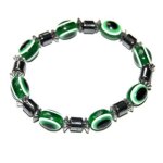 Bracelet fantaisie - oeil porte bonheur grec - hematite - vert