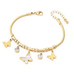 Bracelet - femme - acier inoxydable - pendentif à breloques - cristal - argenté Bracelet - femme - acier inoxydable - pendentif à breloques - cristal - argenté