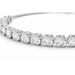 Bracelet femme argent 925 rhodi� et cristaux de swarovski �clat diamant taille r�glable diam. 7cm bijou ...