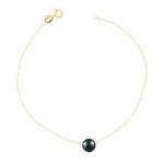 Bracelet femme - latelier dazur - or jaune - perle noire 7 - 7. 5mm - maille forçat Bracelet femme - latelier dazur - or jaune - perle noire 7 - 7. 5mm - maille forçat