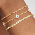 Bracelet femme - bijoux femme - 3 pcs - 22cm - empilable bracelets r�glable zircon - or - le cadeau id�al ...