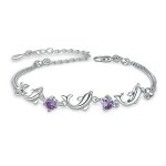 Bracelet - zirconium - dauphin - cuivreplaqu argent - 20 cm - femme