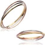 Bracelet femme - bijouxia - tricolore trois joncs - plaqu or 18 carats - diamtre 66 cm