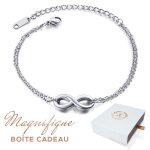 Bracelet femme infini baign dans l?or blanc. coffret cadeau offert. cadeau femme original. ide cadeau ...