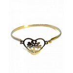 Bracelet - femme - jonc - coeur - arbre de vie - plaqu� or jaune 750 / 1000 - mod�le ovale