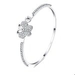 Bracelet - femme - jonc - ovale - papillon - cristal - autrichien - blanc - argent 925 / 1000
