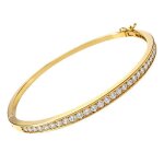Bracelet femme jonc rigide plaqu� or 18 carats & oxydes zirconium brillants ouverture articul�e 50x62mm ...