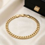 Bracelet - femme - maille classique - gourmette - plaqu� or jaune 750 / 1000 - 19 cm - largeur 5 mm