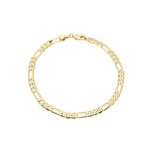 Bracelet - femme - maille figaro - cheval - 185 cm - plaqu or jaune 750 / 1000 - 3 microns - largeur ...