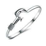 Bracelet femme en mode dauphin jonc en argent massif - argent