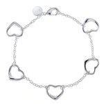 Bracelet - femme - maille jaseron - enfilade - coeur - argent 925 / 1000 - 18 cm