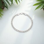 Bracelet - femme - souple - maille - marine - argent 925 / 1000 - 18 cm - rhodi�