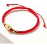 Bracelet feng shui bracelet corde rouge bracelet plaqu� or pendentif rouge bracelet porte - bonheur bracelet ...
