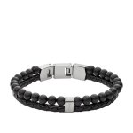 Bracelet de montre - fossil - style classique - cuir noir - taille unique - homme