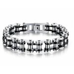 Bracelet - acier inoxydable - titane - 13 mm largeur - 21 cm longueur - noir argent