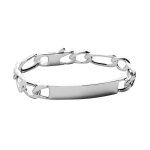 Bracelet gourmette - brillaxis - gourmette brillaxis en argent rhodi� - 21 cm - plaque � graver incluse ...