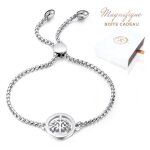 Bracelet gourmette femme arbre de vie baign dans l?or blanc. bote bijoux offerte. cadeau anniversaire ...