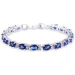 Bracelet gourmette jonc gulicx pour femme - saphir cristal amethyst plaqu or blanc