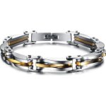 Bracelet - alu dore - gourmette homme - acier inoxydable - argenté - doré - 106 mm largeur Bracelet - alu dore - gourmette homme - acier inoxydable - argenté - doré - 106 mm largeur