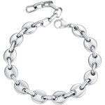 Bracelet grain de caf homme gourmette graine de caf plaqu or noir acier inoxydable gros maillons 10mm ...