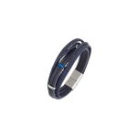 Bracelet homme acier et cuir bleu multi rangs - all blacks - 682189