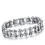 Bracelet pour homme - acier inoxydable - 13 mm - chane de vlo - chane de moto - argent