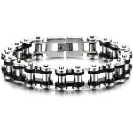 Bracelet - homme - acier inoxydable - acrylique - argent noir - 23cm