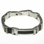 Bracelet homme en acier inoxydable argent 100% stainless stel et caoutchouc pn 3918 Bracelet homme en acier inoxydable argent 100% stainless stel et caoutchouc pn 3918