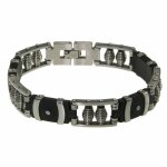 Bracelet homme en acier inoxydable argent 100% stainless stel et caoutchouc pn 4003