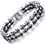 Bracelet pour homme en acier inoxydable - chane de vlo - chane  maillons - bracelet rock - noir et ...