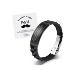 Bracelet homme cuir et acier inoxydable grav� te quiero el mejor pap� - cadeau f�te des p�res avec carte ...