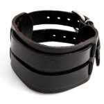 Bracelet homme cuir noir metron homme m h 429 - bijoux exclusivement pour homme