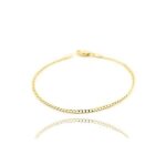 Bracelet - homme / femme - 20 cm - maille gourmette - plaqu or jaune 750 / 1000 - fermoir hameon