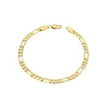 Bracelet - homme / femme - maille figaro - 20 cm - plaqu or jaune 585 / 1000 - 3 microns