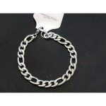 Bracelet - homme - maille figaro - acier inoxydable - argent - 21 cm