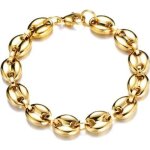 Bracelet homme - maille grain de caf - 18k jaune plaqu or - bijoux neuf (8. 46 pouces)