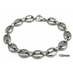 Bracelet - inox - maille grain de caf - 20cm - 10mm - argent