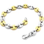 Bracelet pour homme en maille grain de caf� acier plaque or 21cm 8mm