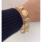 Bracelet - imitation - louis dor - plaqu or 18 carats - longueur 20 cm - neuf avec pochette