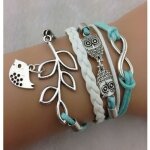 Bracelet - marque inconnue - turquoise - hiboux - oiseau - lien infini
