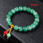 Bracelet en jade perl avec motif fissur - bijoux de yoga pour hommes et femmes - vert