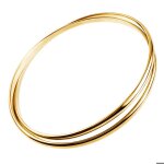 Bracelet jonc double femme plaqu� or 18 carats rigide entrelac� diam�tre 62mm bijou poin�onn� �clat miroir ...