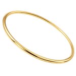 Bracelet jonc femme plaqu� or 18 carats rigide fil rond �pur� diam�tre 66mm bijou poin�onn� �clat miroir ...