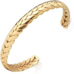 Bracelet jonc ouvert pour fte des mres plaqu or jaune 18 carats mailles anglaises bijou femme homme ...