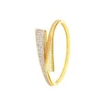Bracelet - femme - jonc - ovale - cristal - blanc - plaqu or jaune 750 / 1000 - 3 microns - 60 x 50 ...