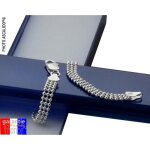 Bracelet large en vrai argent massif 925 pour femme 3 ranges de petites perles boules avec boite pour ...